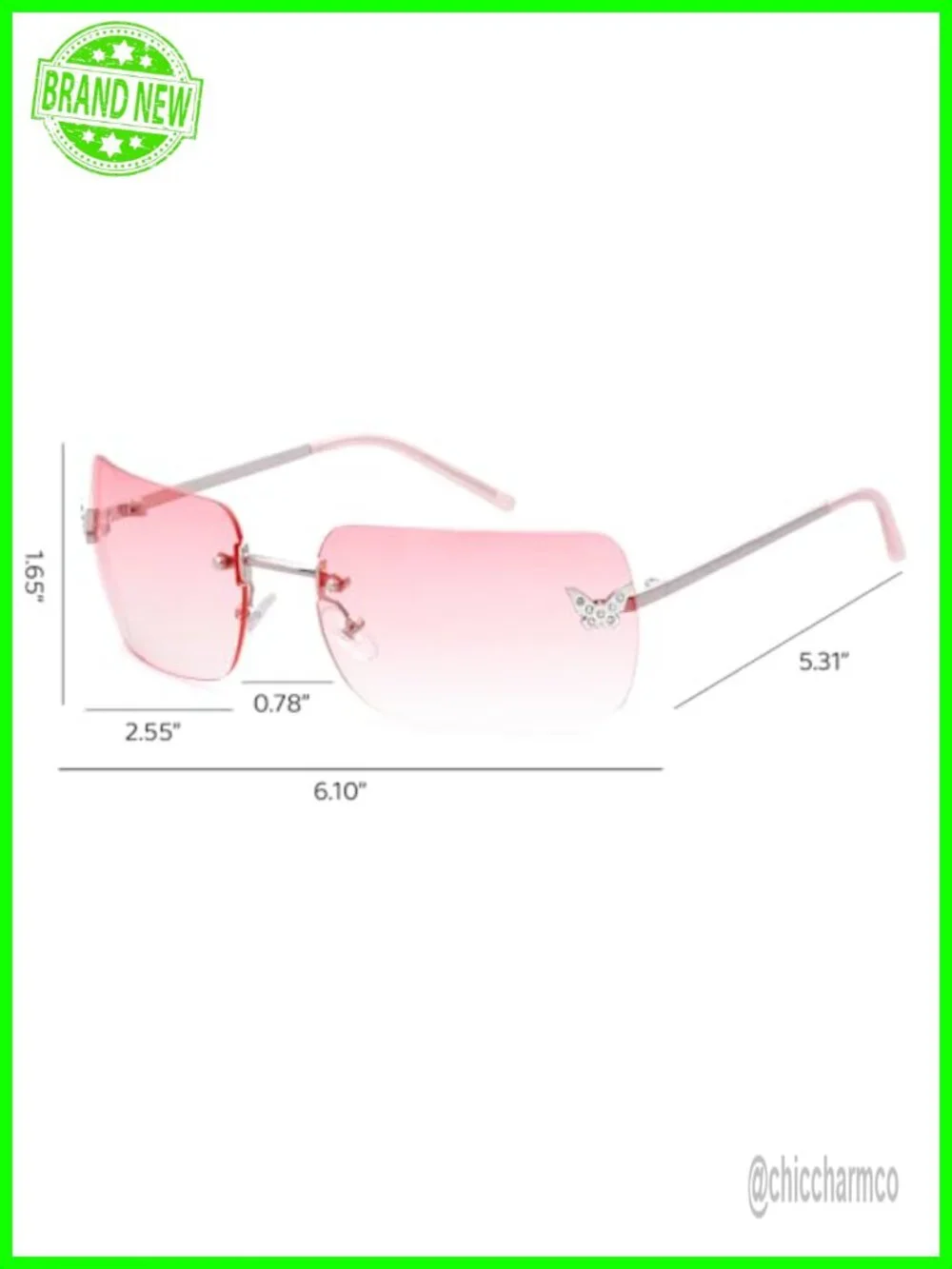Rimless Rectangle Y2K Sunglasses Frameless Tinted Lens Fashion Shades UV400